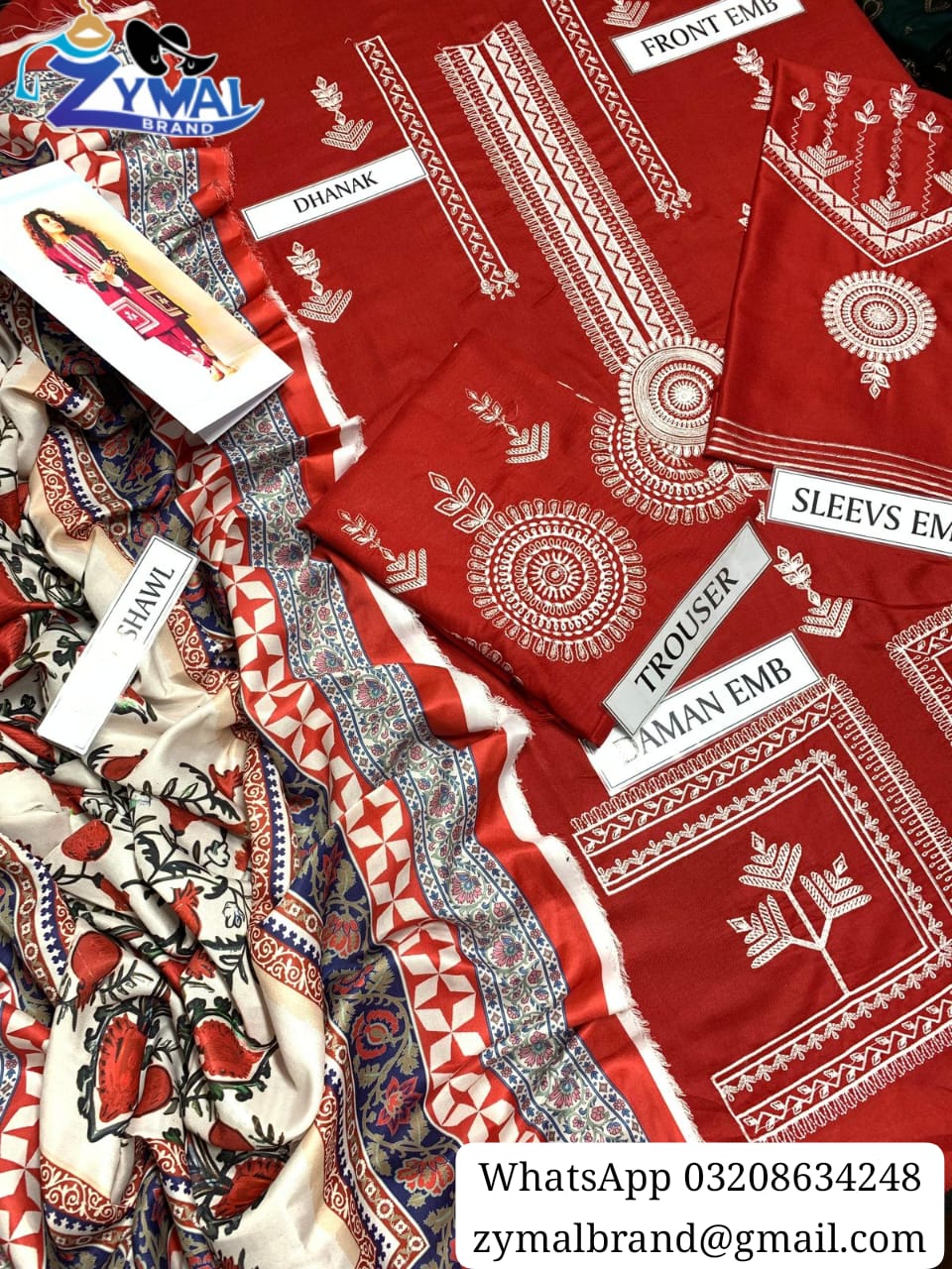 Zymal Brand SK003-E – Winter Collection 2025 | Dhanak Fabric 3-Piece Embroidered Suit