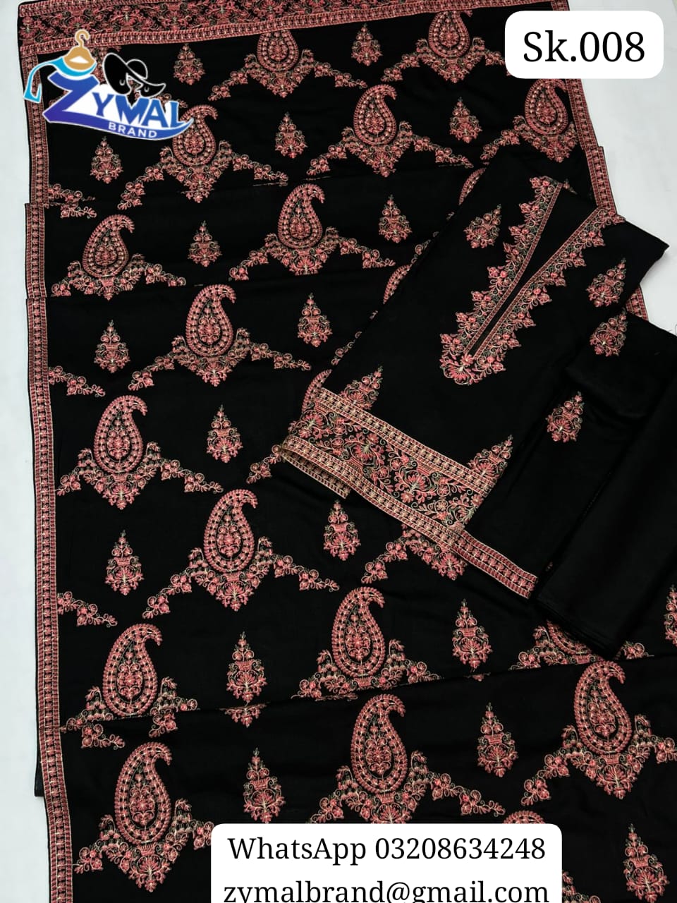Zymal Brand B Sk.008 – Winter 2026 Dhanak 3Pc Heavy Embroidered Suit with Shawl