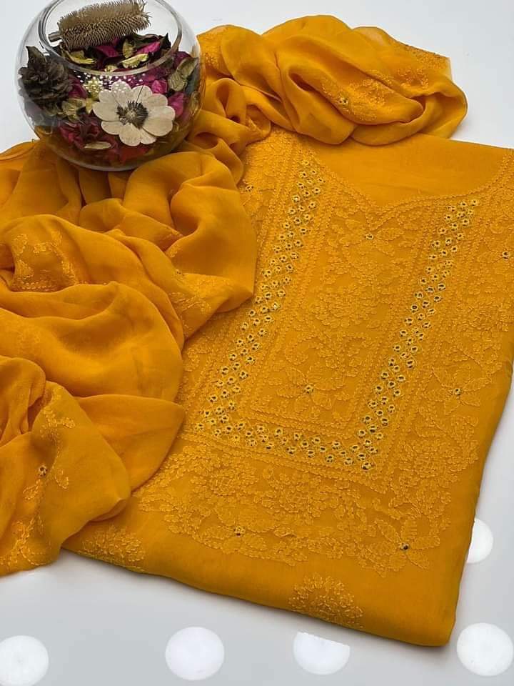 Zymal Brand – Handmade Shadow Shesha Embroidered Krinkle Chiffon Suit | New Arrival 2025