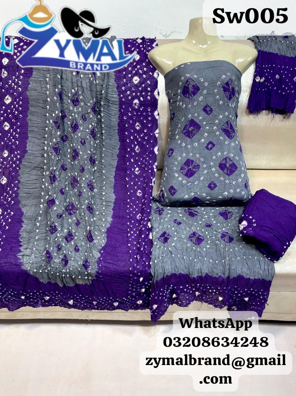 Zymal Brand SW005 – Hand Made Rajistani Chunri Lilan Collection (4-Piece Suit)