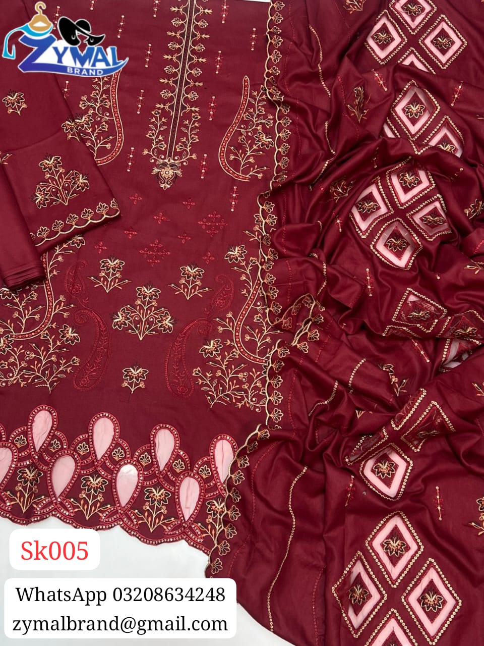ZB SK005-MB – Winter Collection 2026 | Dhanak 3-Piece Embroidered Suit