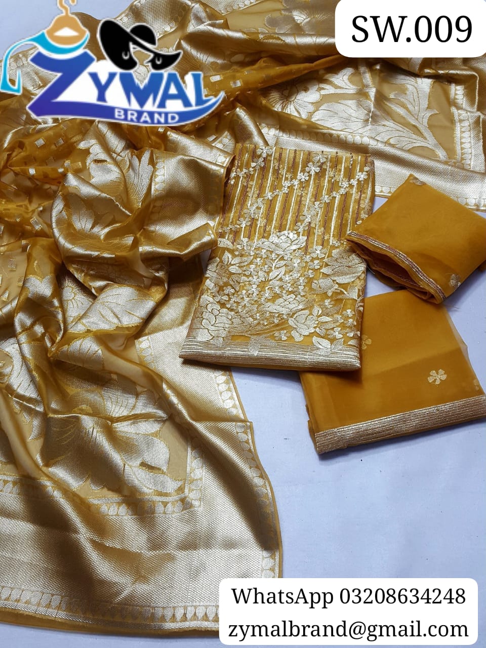 Zymal Brand SW009 – Banarsi Organza Embroidered Suit