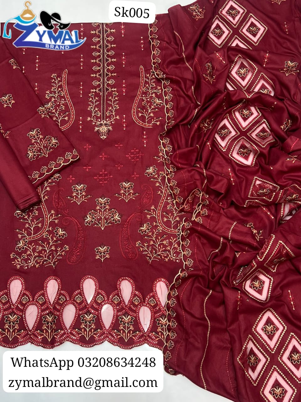 ZB SK005-MB – Winter Collection 2026 | Dhanak 3-Piece Embroidered Suit