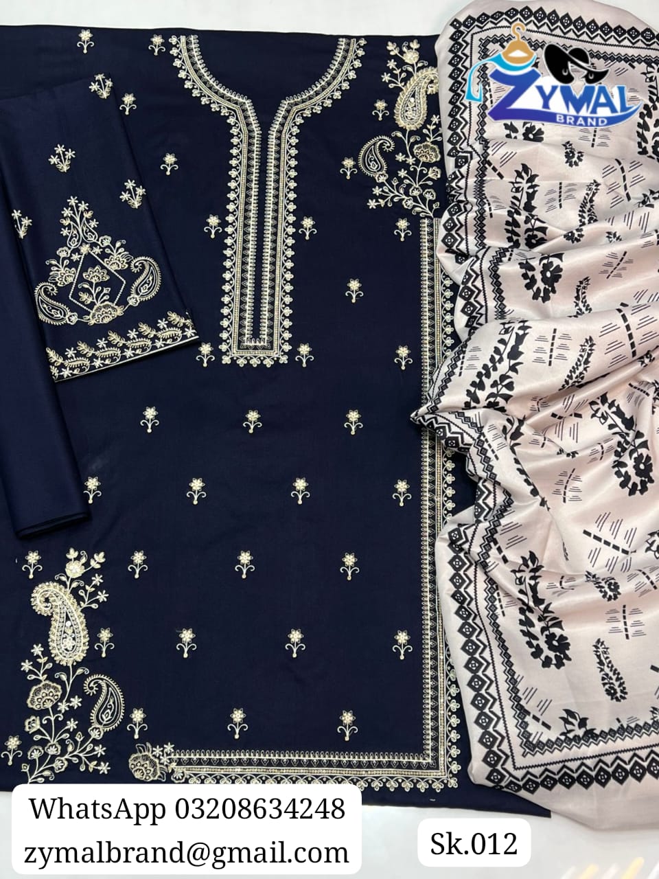 ZB S Sk.013 – Winter 2026 Dhanak 3Pc Heavy Embroidered Suit with Wool Shawl