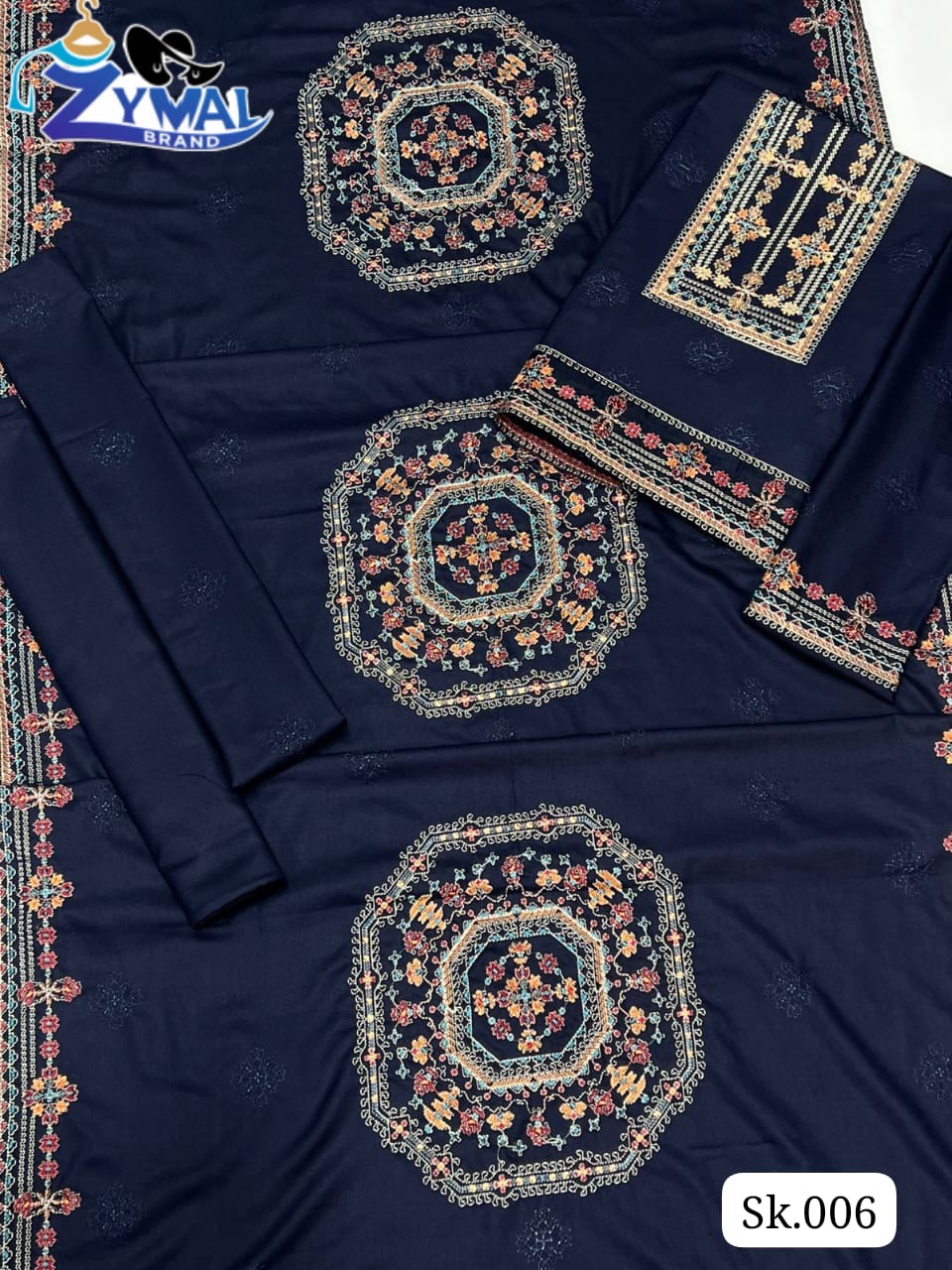 Zymal Brand SK006-B – Winter Collection 2026 | Dhanak Fabric 3-Piece Embroidered Suit