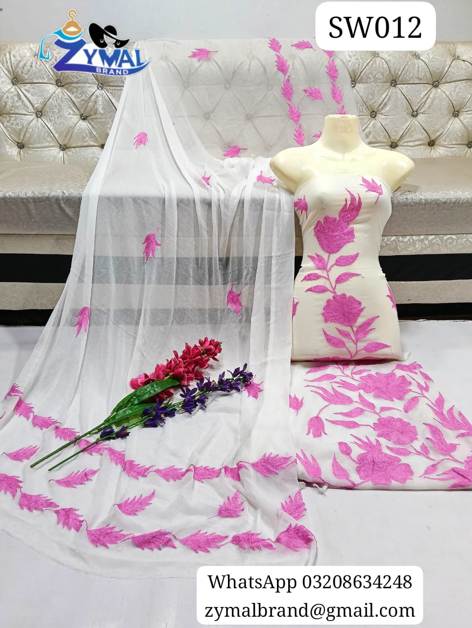 Zymal SW012 – Handmade Ar Patta Chiffon Suit