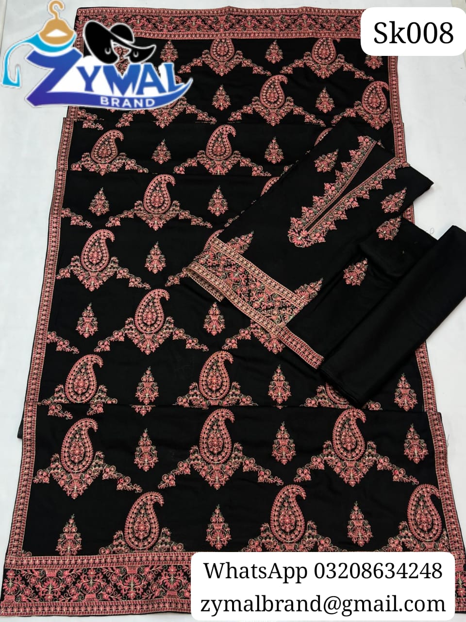 Zymal Brand B Sk.008 – Winter 2026 Dhanak 3Pc Heavy Embroidered Suit with Shawl