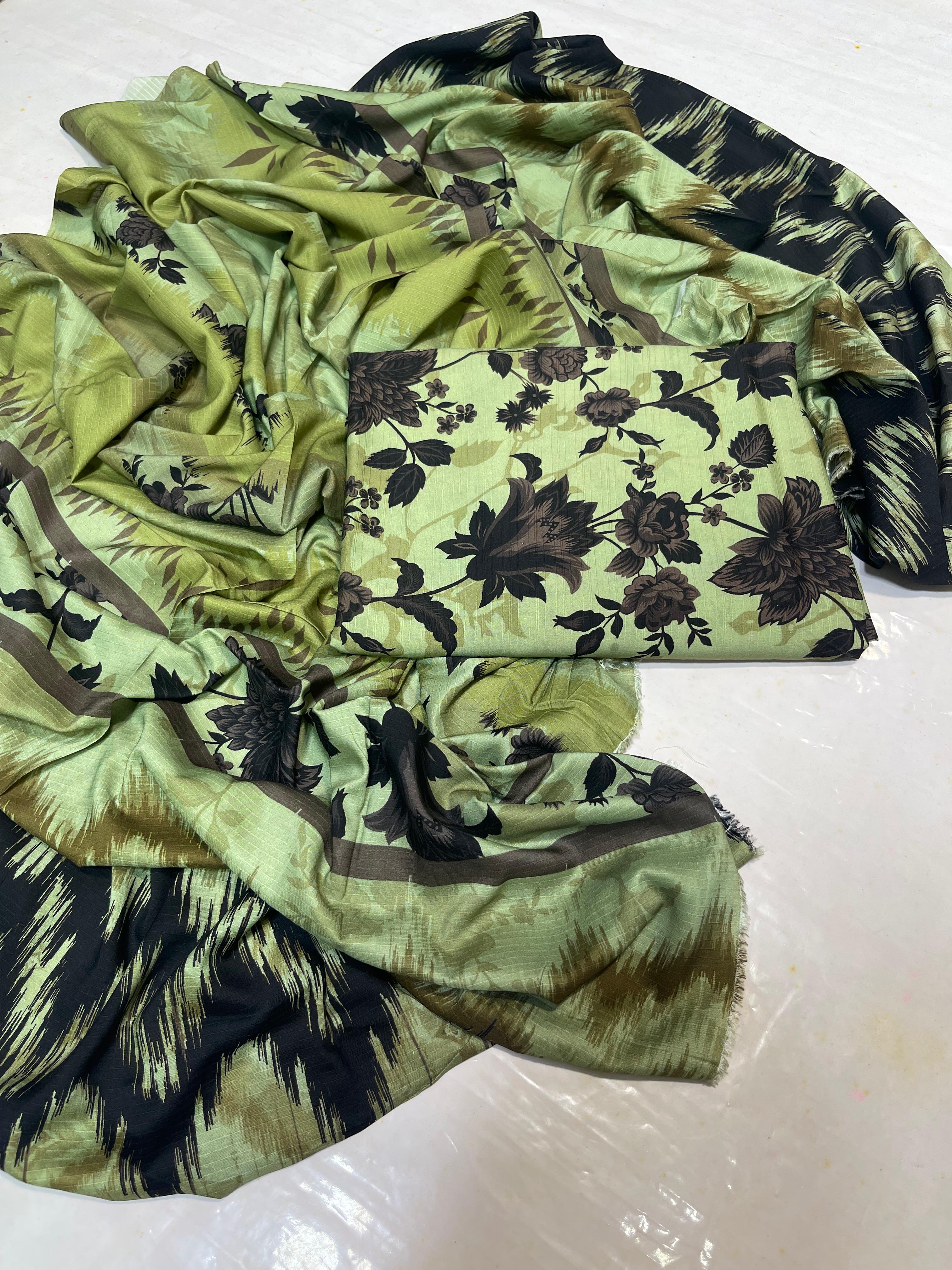 Zymal Brand SW001 – Premium Doriya Lilan Printed 3-Piece Suit | Elegant Shirt, Dupatta & Trouser Set