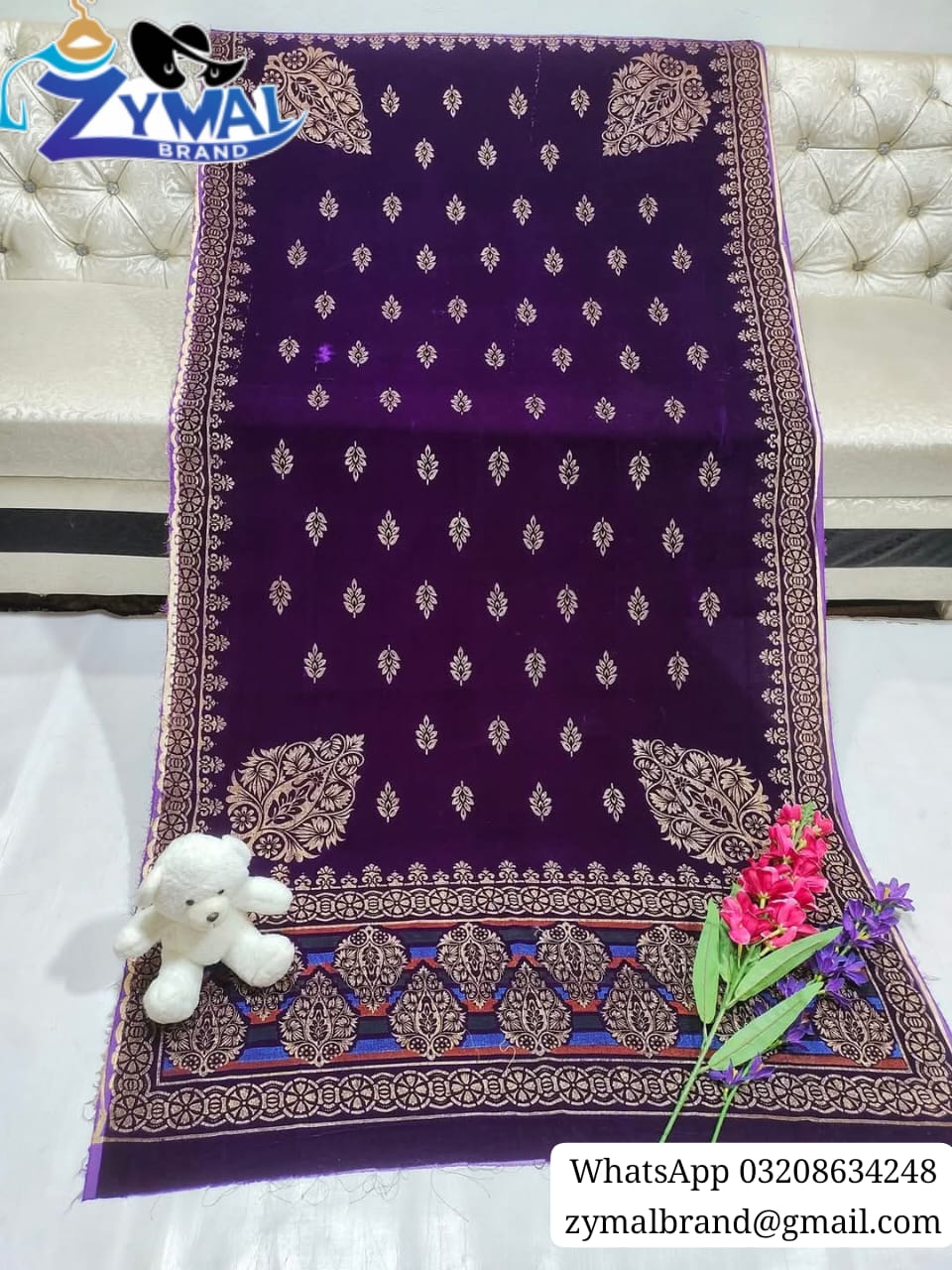 Zymal SW.S.1021 – Block Printed Velvet Shawl