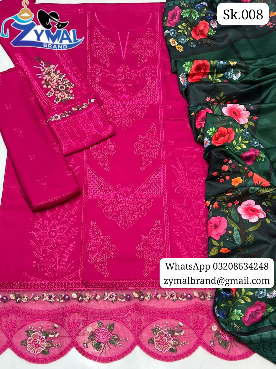 Zymal Brand B Sk.008 – Winter 2026 Dhanak 3Pc Heavy Embroidered Suit with Shawl