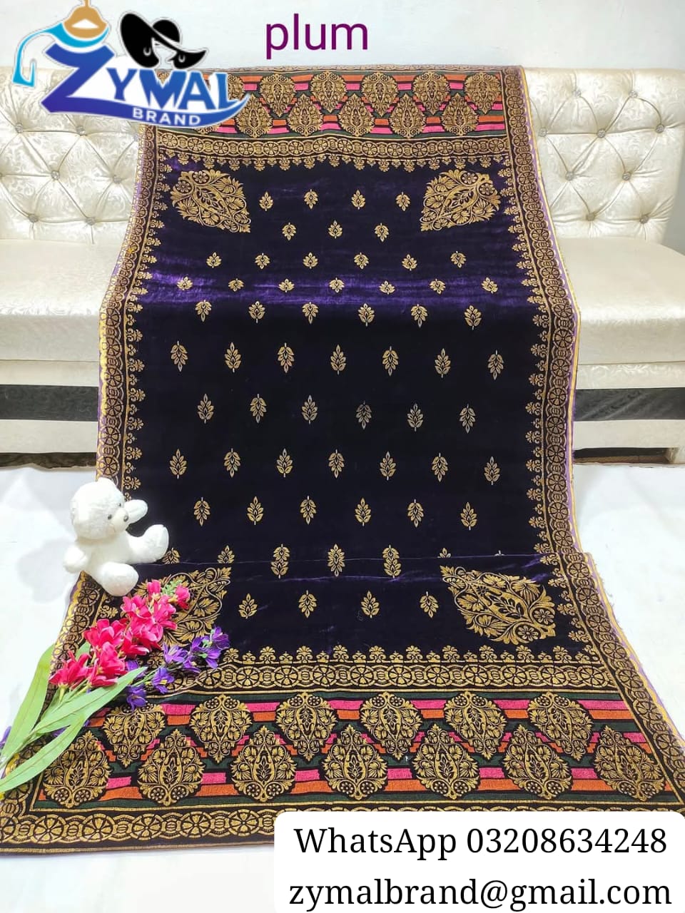 Zymal SW.S.1021 – Block Printed Velvet Shawl