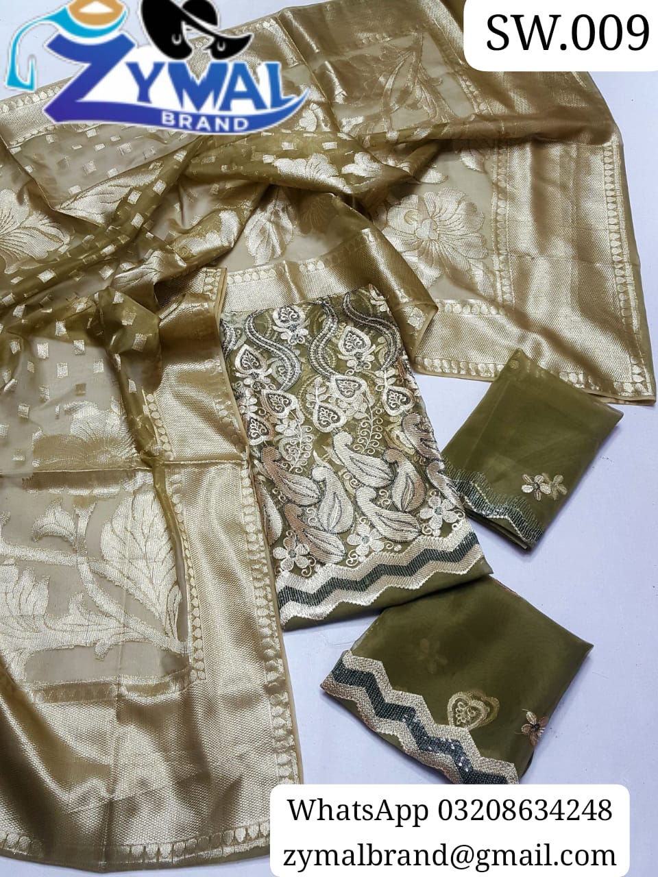 Zymal Brand SW009 – Banarsi Organza Embroidered Suit