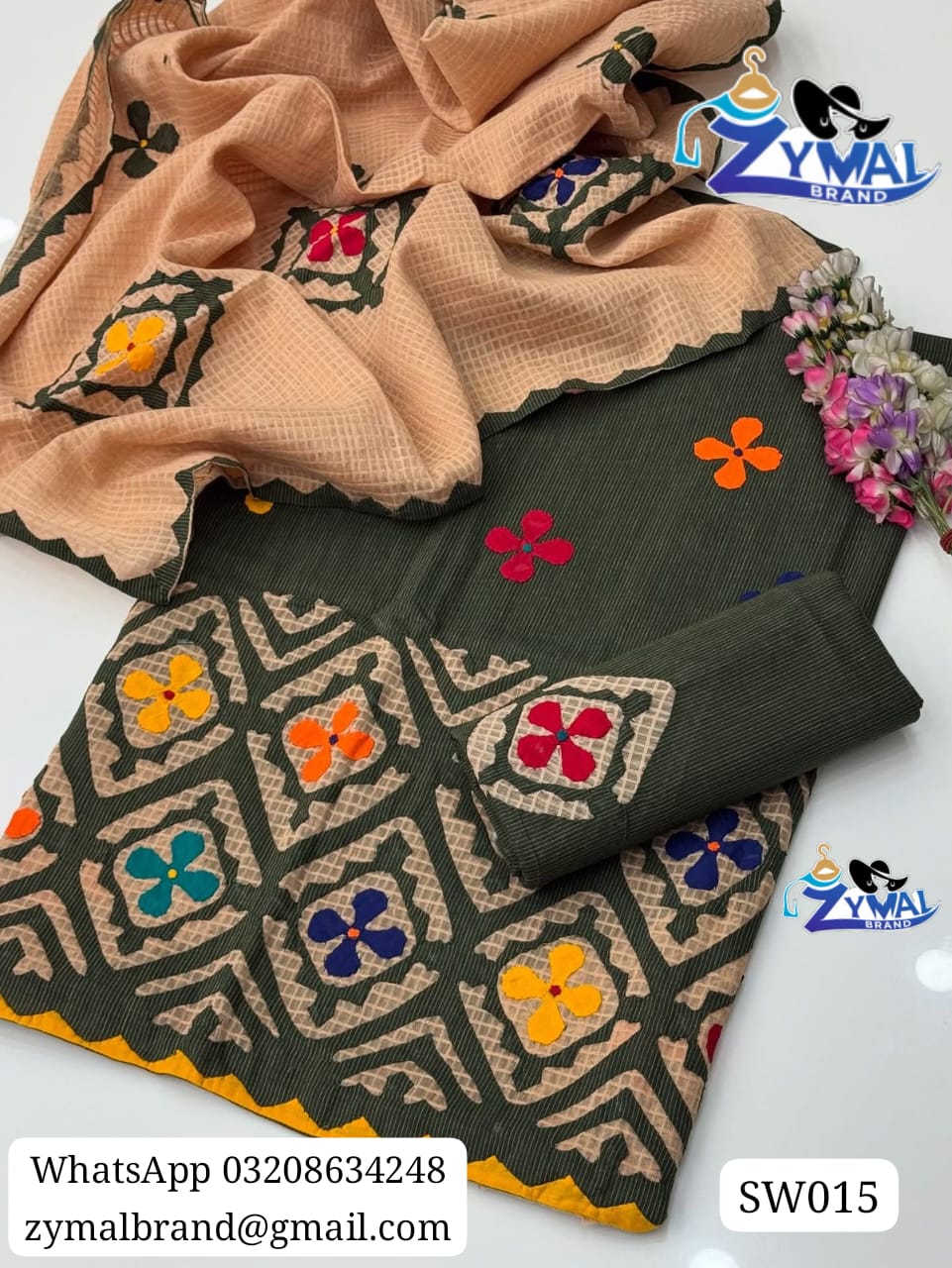 Zymal SW015 – Handcrafted Khaadi Lawn Suit