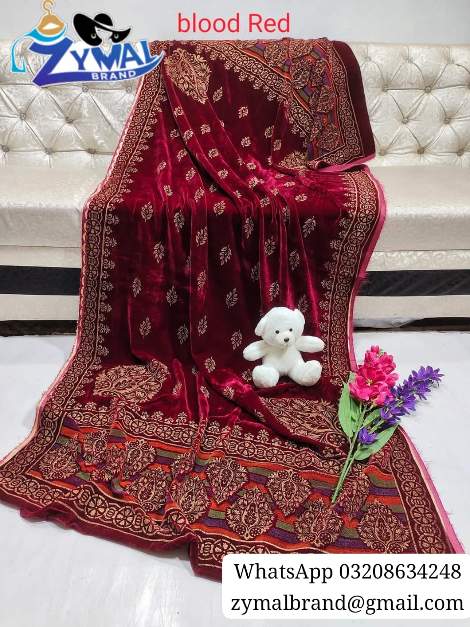 Zymal SW.S.1021 – Block Printed Velvet Shawl