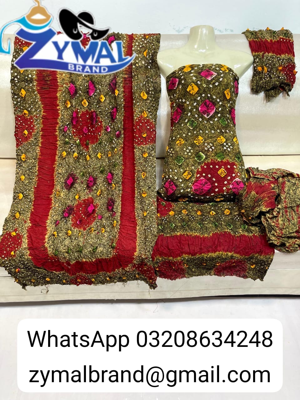 Zymal Brand SW005 – Hand Made Rajistani Chunri Lilan Collection (4-Piece Suit)