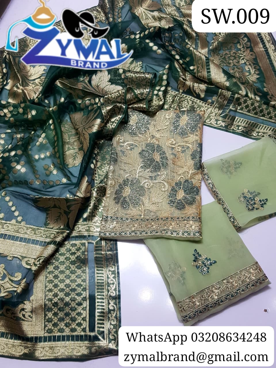 Zymal Brand SW009 – Banarsi Organza Embroidered Suit