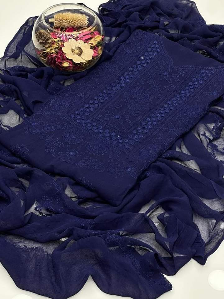 Zymal Brand – Handmade Shadow Shesha Embroidered Krinkle Chiffon Suit | New Arrival 2025