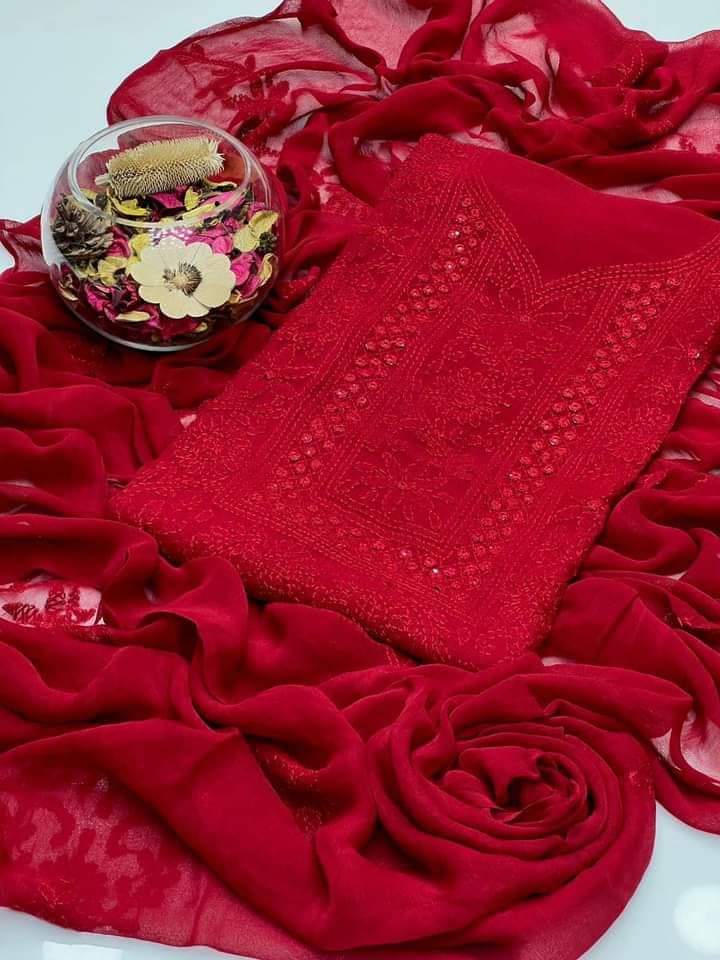 Zymal Brand – Handmade Shadow Shesha Embroidered Krinkle Chiffon Suit | New Arrival 2025