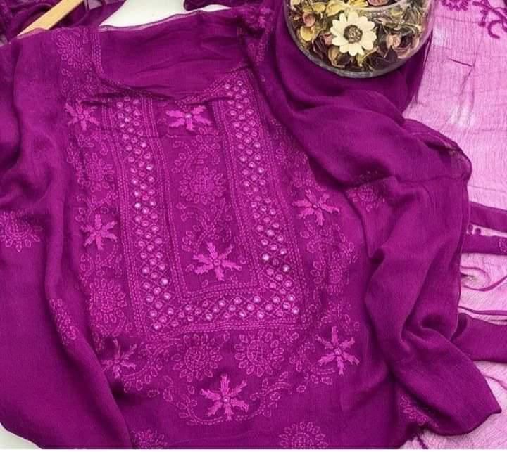 Zymal Brand – Handmade Shadow Shesha Embroidered Krinkle Chiffon Suit | New Arrival 2025