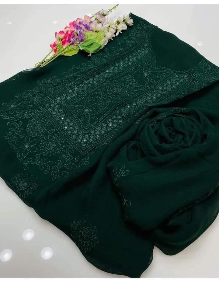 Zymal Brand – Handmade Shadow Shesha Embroidered Krinkle Chiffon Suit | New Arrival 2025