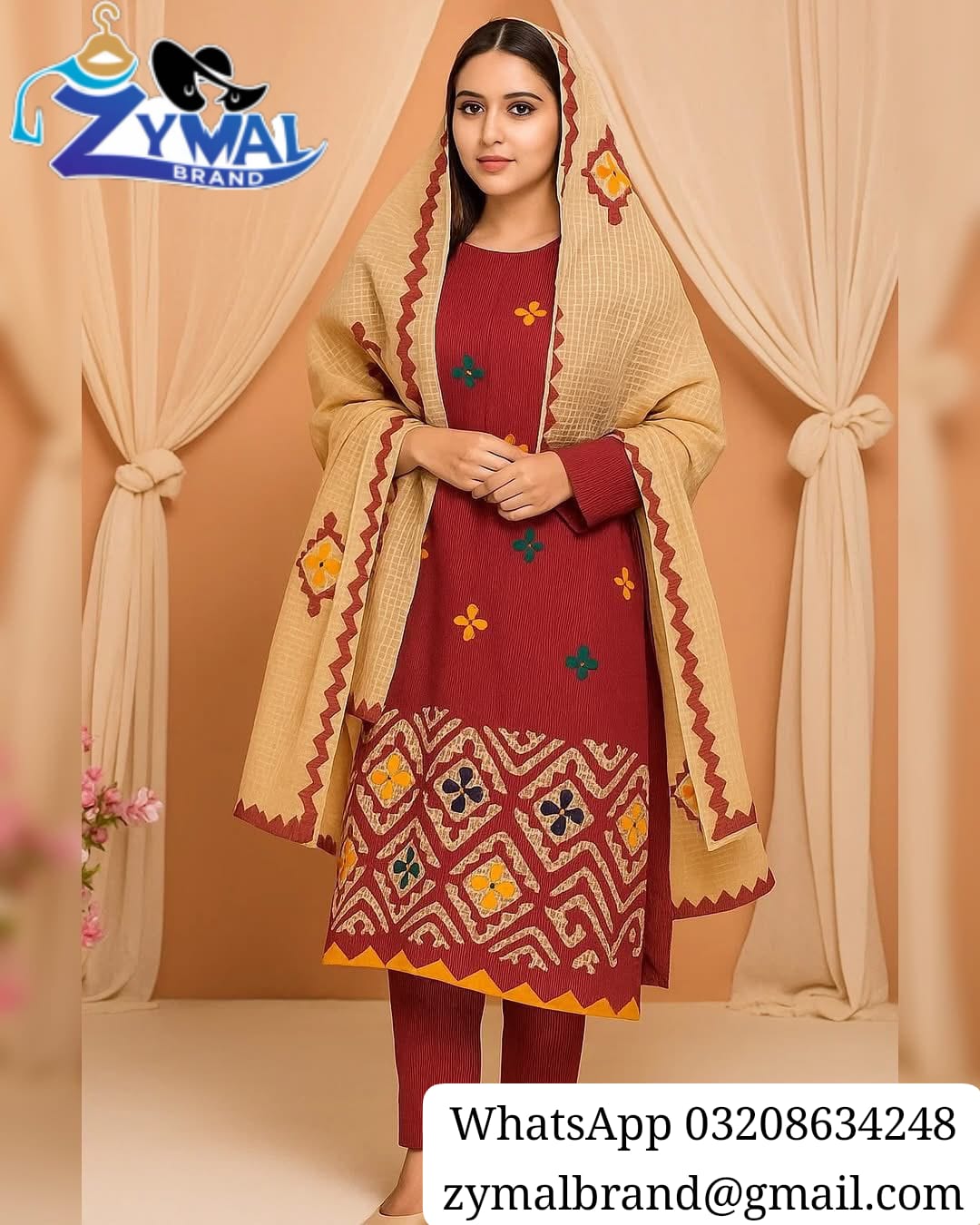 Zymal SW015 – Handcrafted Khaadi Lawn Suit