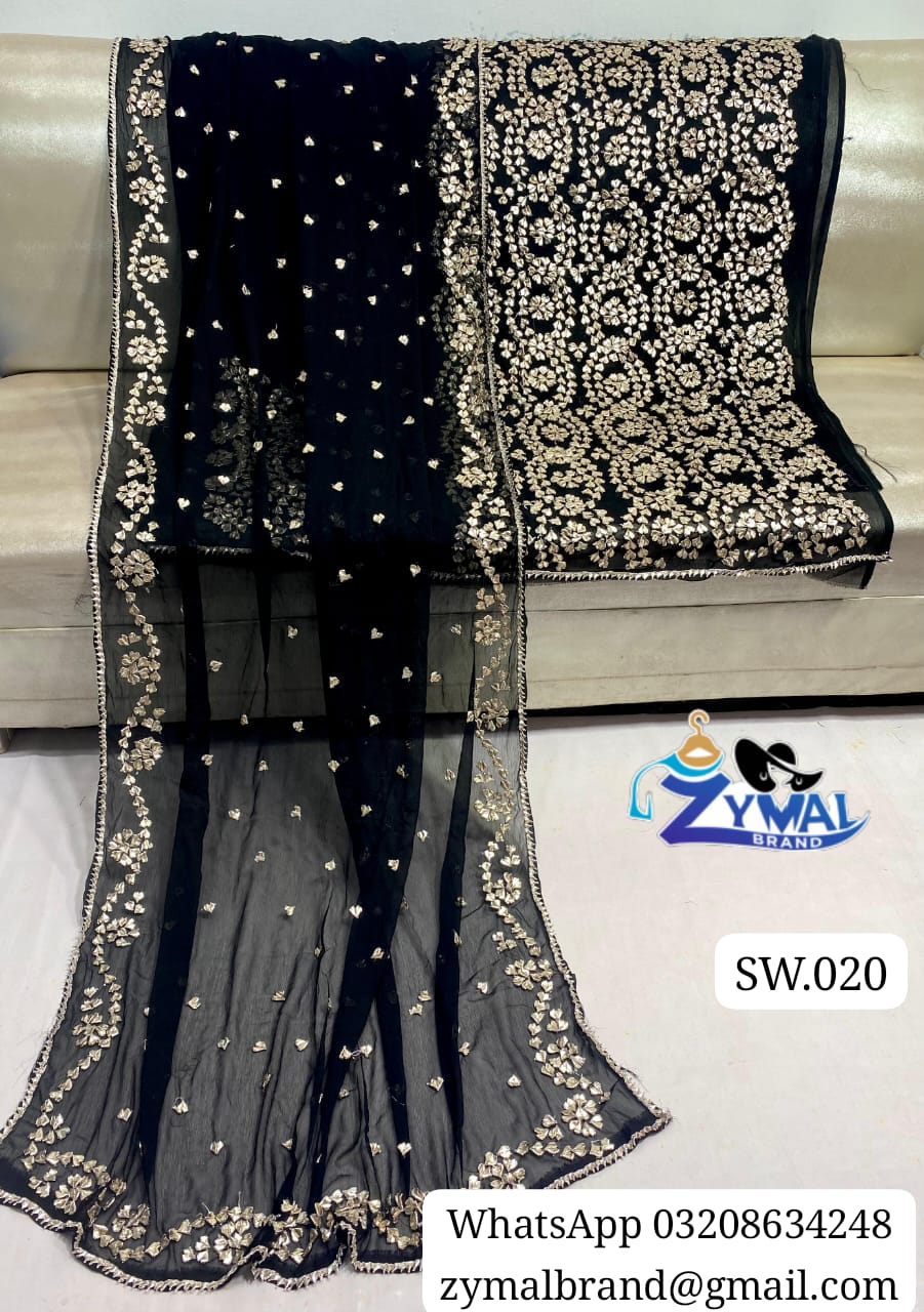 Zymal Brand SW020 – Handmade Traditional Gotta Work Bamber Chiffon Suit (2 Piece)