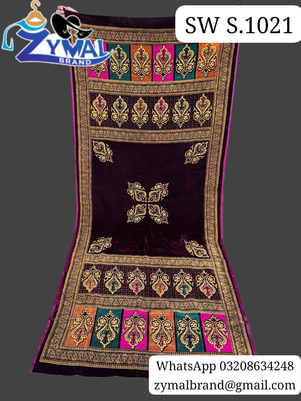 Zymal SW.S.1021 – Block Printed Velvet Shawl