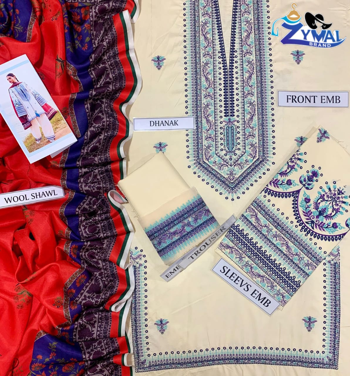 Zymal Brand SK004-HR – Winter Collection 2025 | Dhanak Fabric 3-Piece Embroidered Suit