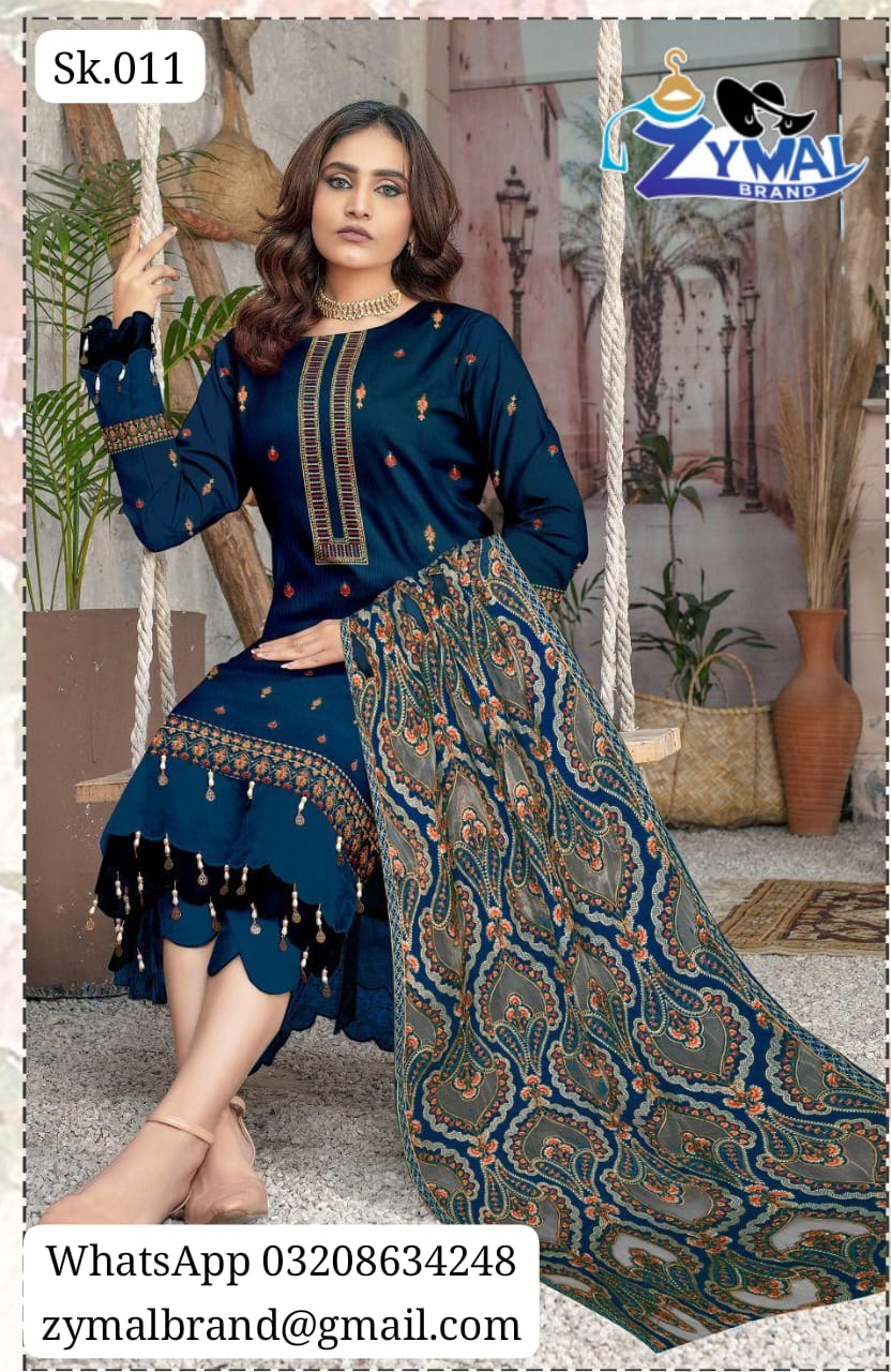 ZB B Sk.011 – Winter 2026 Dhanak Heavy Embroidered Suit with Laser Cutwork Shawl