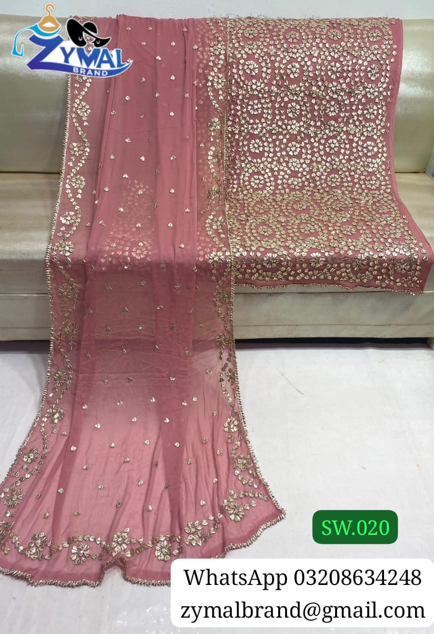 Zymal Brand SW020 – Handmade Traditional Gotta Work Bamber Chiffon Suit (2 Piece)