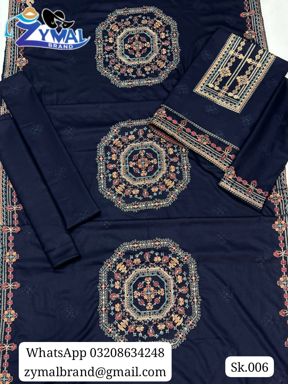 Zymal Brand SK006-B – Winter Collection 2026 | Dhanak Fabric 3-Piece Embroidered Suit