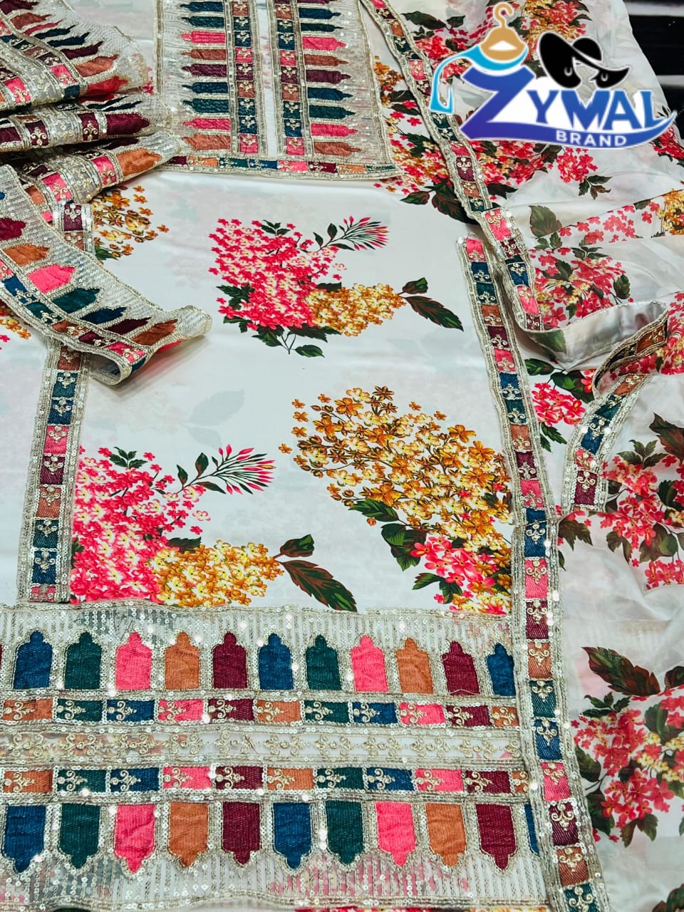 ZB Winter Collection 2026 | Sk.015 Silk Shamooz 3PC Printed & Embroidered Suit