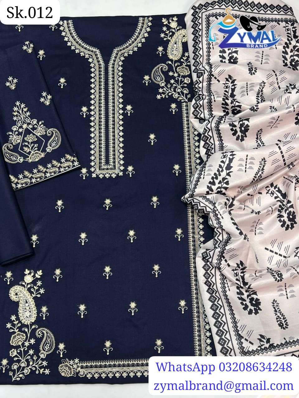 ZB S Sk.013 – Winter 2026 Dhanak 3Pc Heavy Embroidered Suit with Wool Shawl