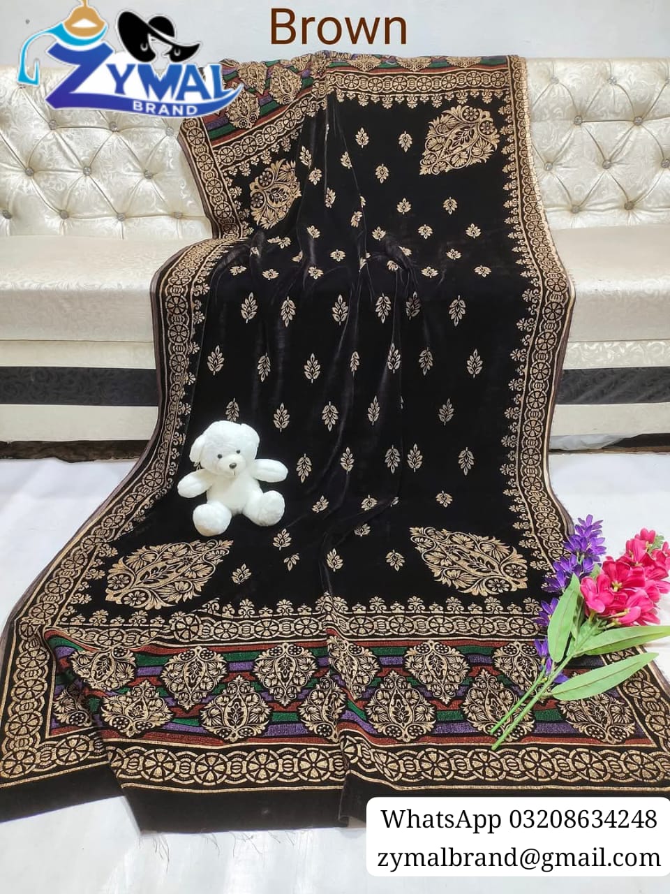 Zymal SW.S.1021 – Block Printed Velvet Shawl