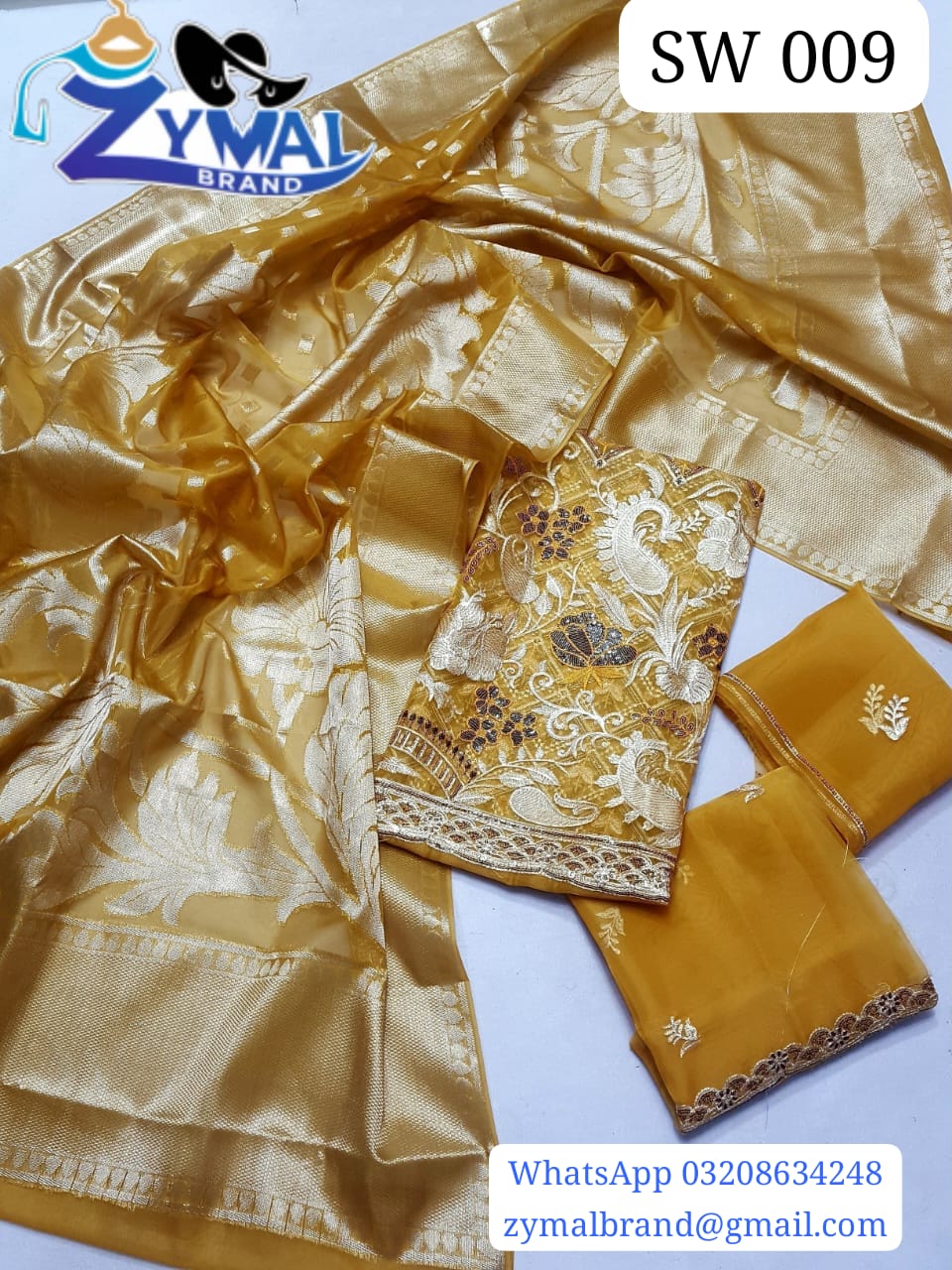 Zymal Brand SW009 – Banarsi Organza Embroidered Suit