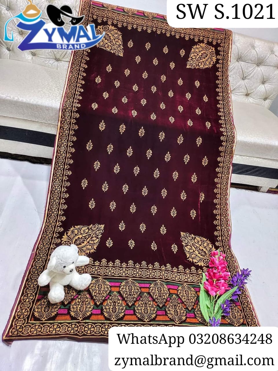 Zymal SW.S.1021 – Block Printed Velvet Shawl