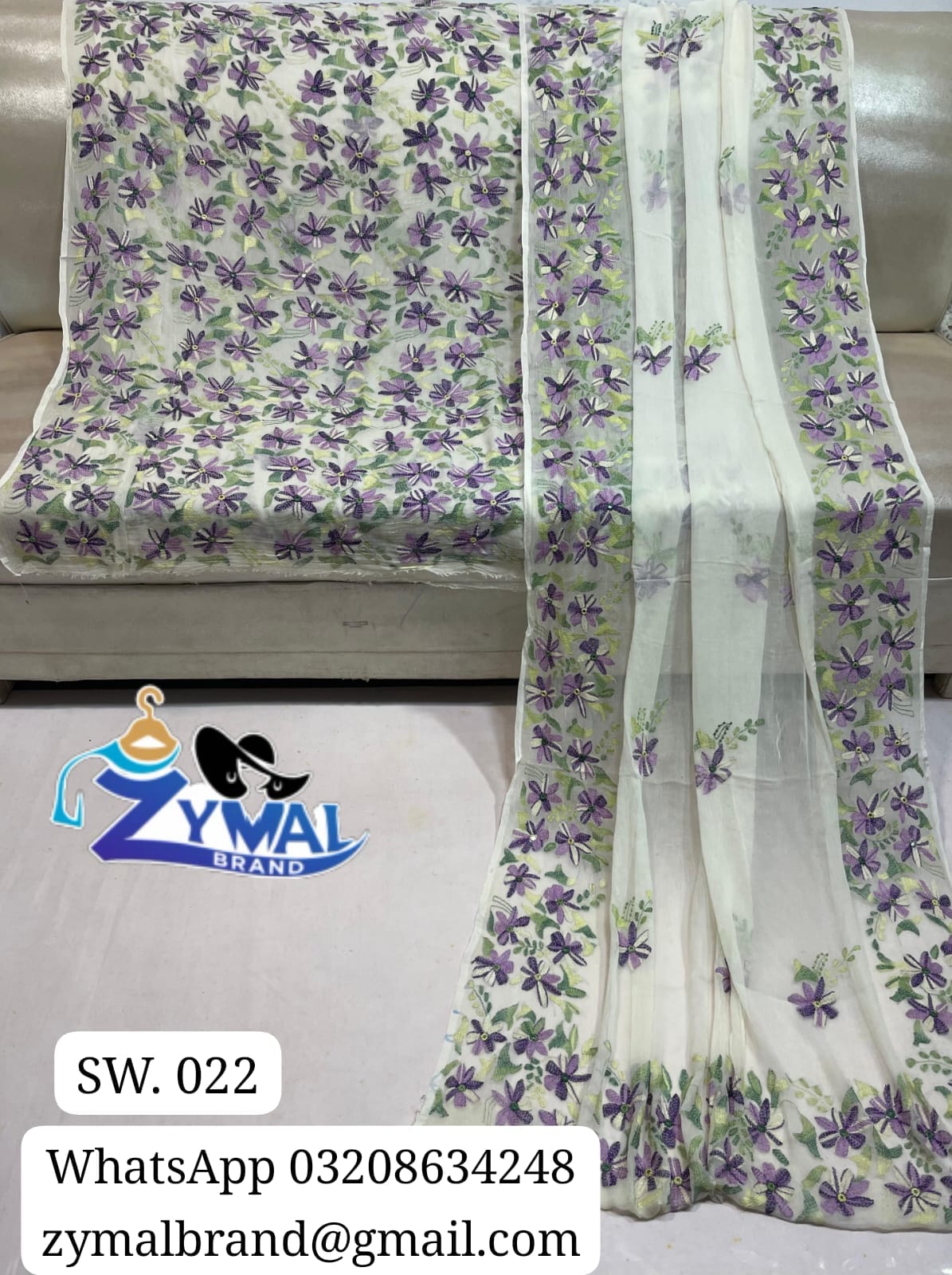 Zymal Brand SW022 – Handmade Kacha Shesha & Boor Work Suit | Pure China Krinkal 2-Piece