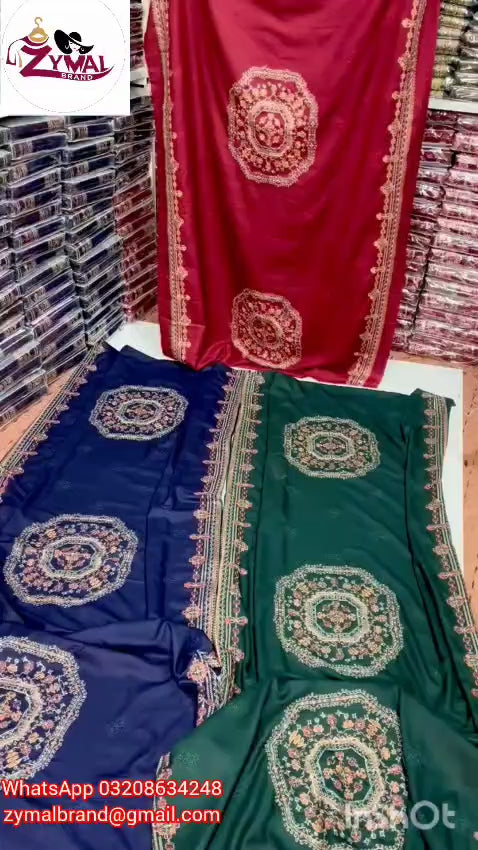 Zymal Brand SK006-B – Winter Collection 2026 | Dhanak Fabric 3-Piece Embroidered Suit