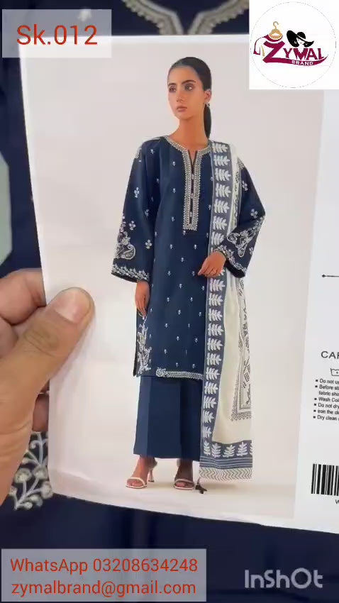 ZB S Sk.013 – Winter 2026 Dhanak 3Pc Heavy Embroidered Suit with Wool Shawl